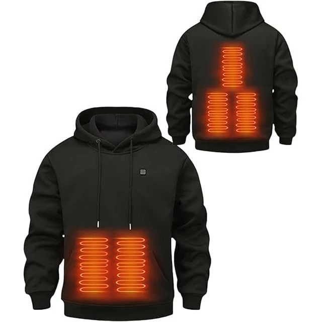 USB Electric Heated Hooded Sweatshirt with Temperature Control, Pockets, and Balaclava Hood