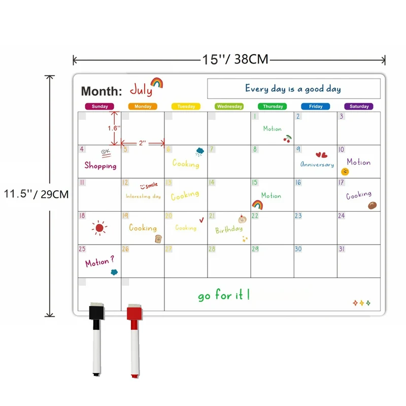 Magnetische Kalender – Uitwisbaar Whiteboard voor Koelkast