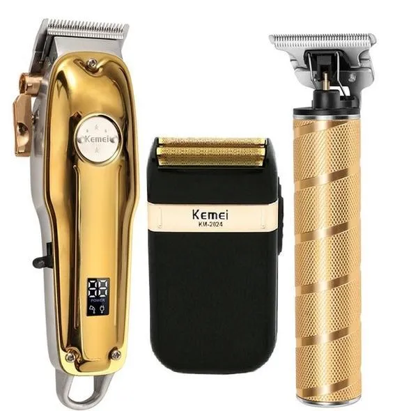 3-in-1 Haartrimmer Set – Draadloze Trimmer, T-Blade Outliner & Foil Scheerapparaat