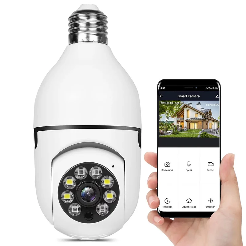 E27 Beveiligingscamera – slimme lampcamera met nachtzicht en app-bediening