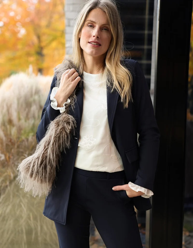 Blazer Straight Travel Brushed | Donkerblauw