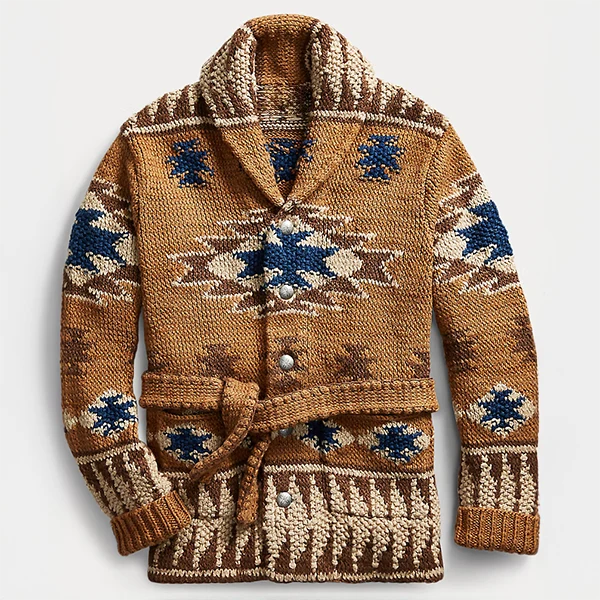Heren Gebreid Vest met Sjaalkraag en Jacquardpatroon – Warm, Comfortabel en Stijlvol