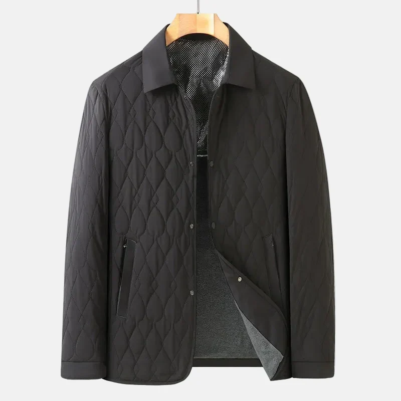 Heren Quilted Jas met Diamantpatroon – Comfortabel en Verzorgd