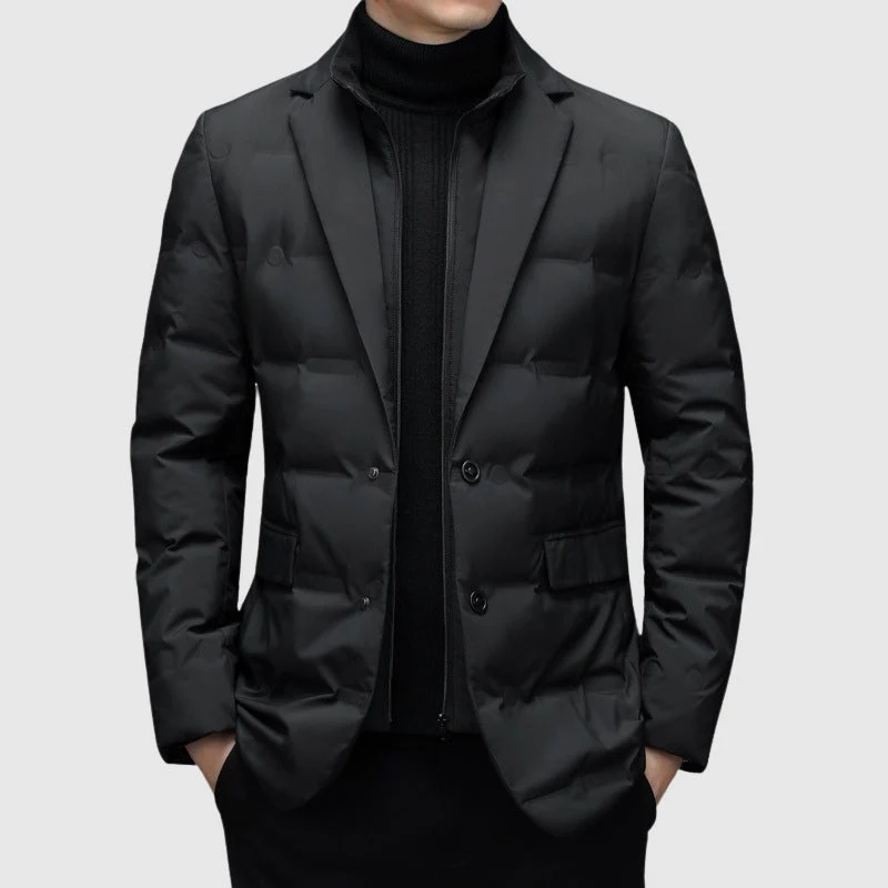 Heren Gewatteerde Winterjas Met Donsvulling – Elegant en Warm