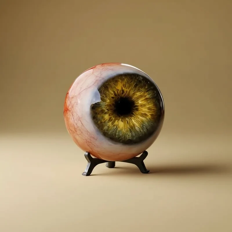 Halloween Home Decoration: Shiny Eyeball on a Three-Legged Stand for Outdoor Display