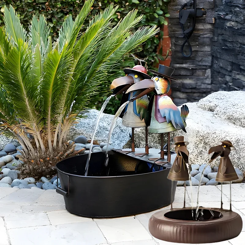Waterfontein met Dierfiguur – Polyresin Tuinfontein met Pomp voor Buiten