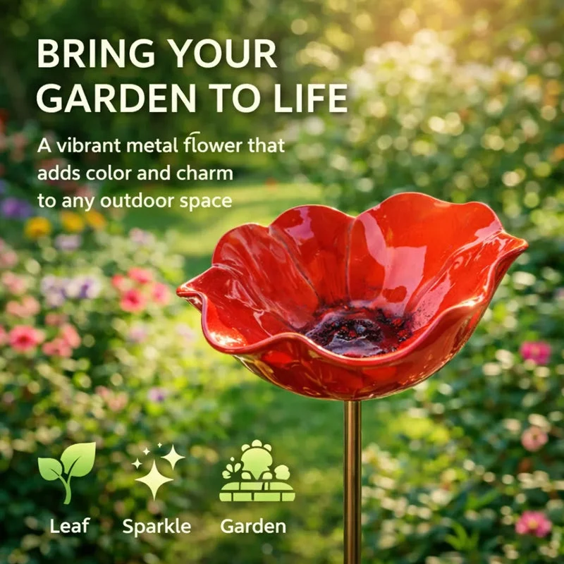 Metalen Tuinsteker met Vogelbad – Bloemvormig Waterstation voor Tuin en Balkon