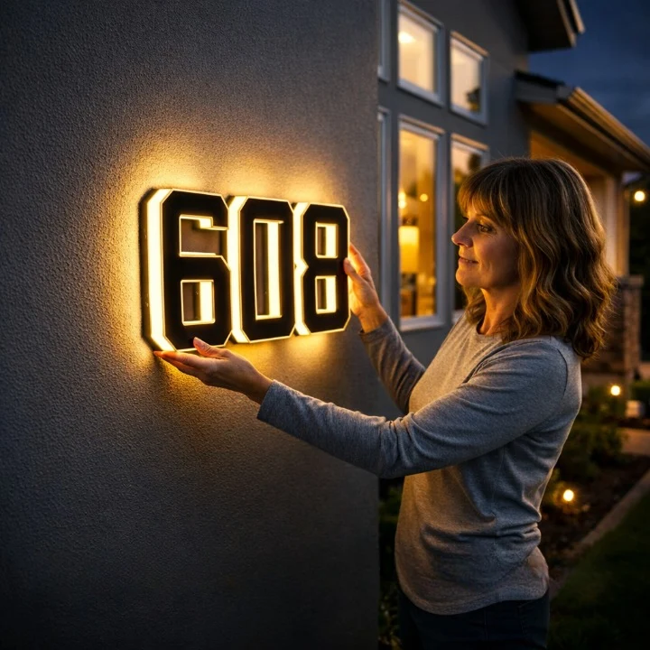 Verlicht Huisnummerbord – Zonne-energie, Automatische LED & Weerbestendig