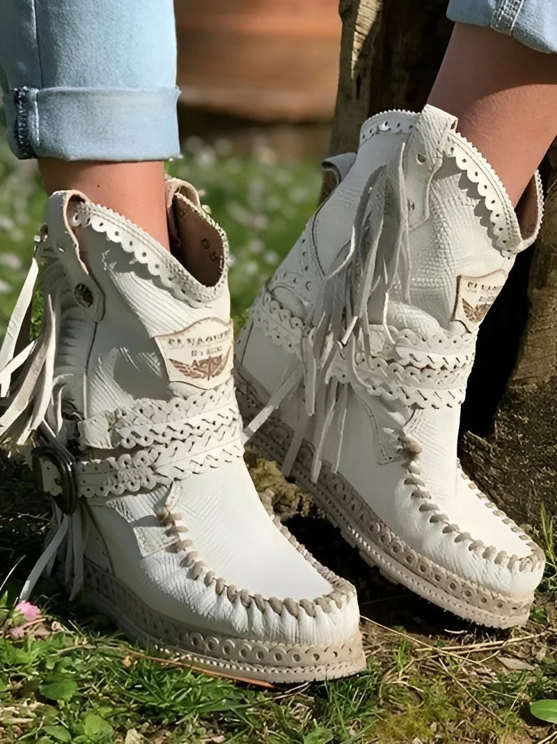 Dames Enkellaarsjes – Suède-Look met Franjes & Bohemian Westernstijl