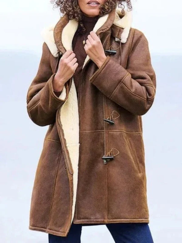 Cozy Shearling Dames Jas met Capuchon – Warm en Ontspannen
