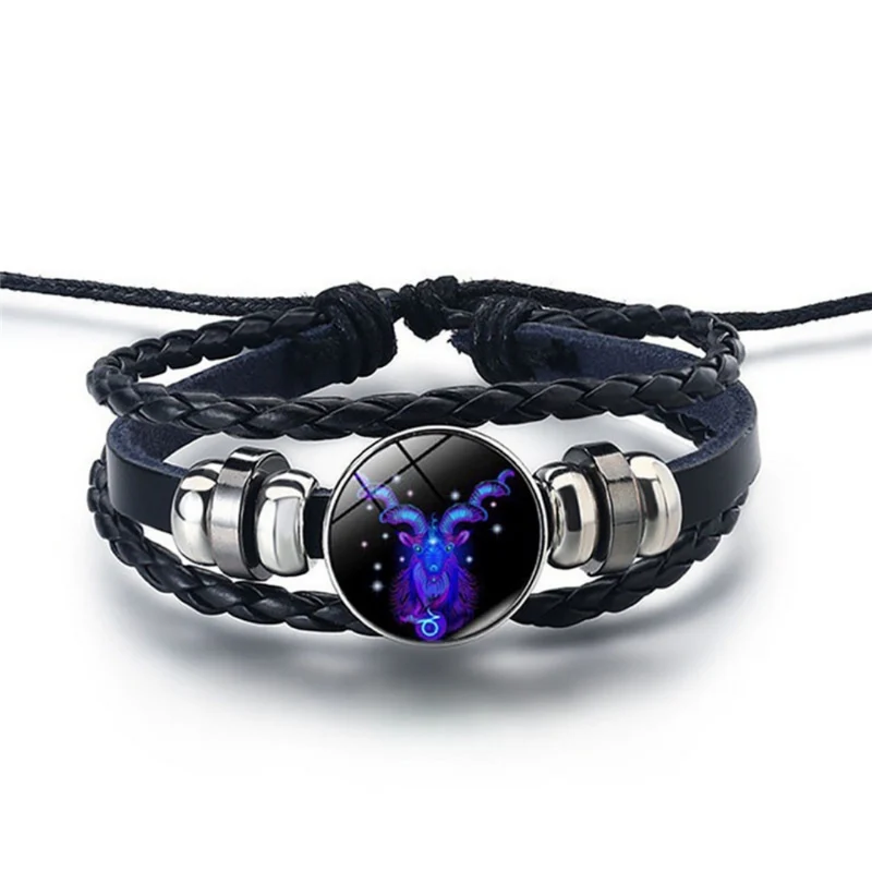 Sterrenbeeld armband – verstelbaar gevlochten design met blauwe steen