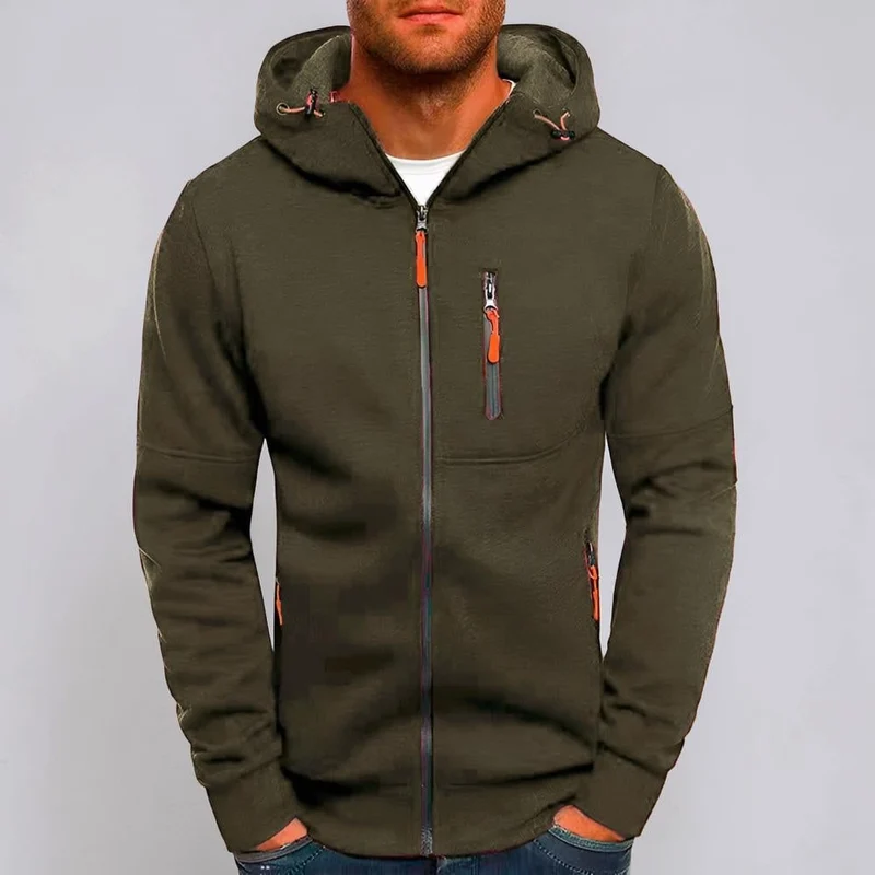 Uomo Felpa Cappuccio Felpa Zip Casual Uso Quotidiano