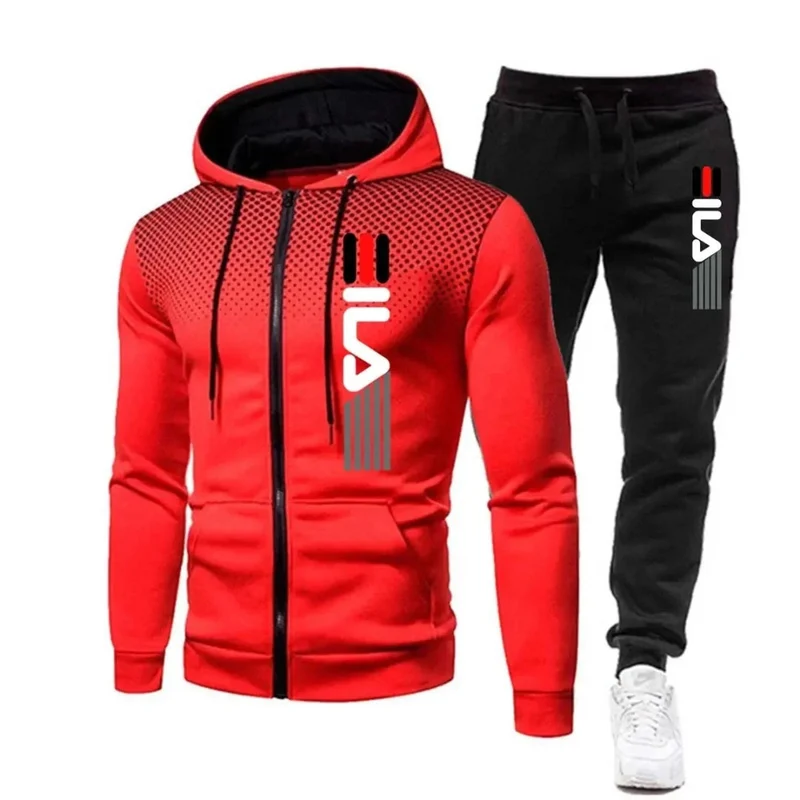 Men's tracksuit set with hoodie, sweatshirt, and jogger pants