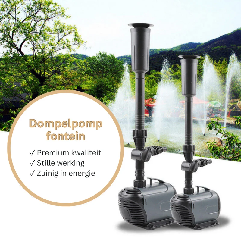 Fonteinpomp – dompelpomp voor vijver en tuinfontein met 3 sproeikoppen