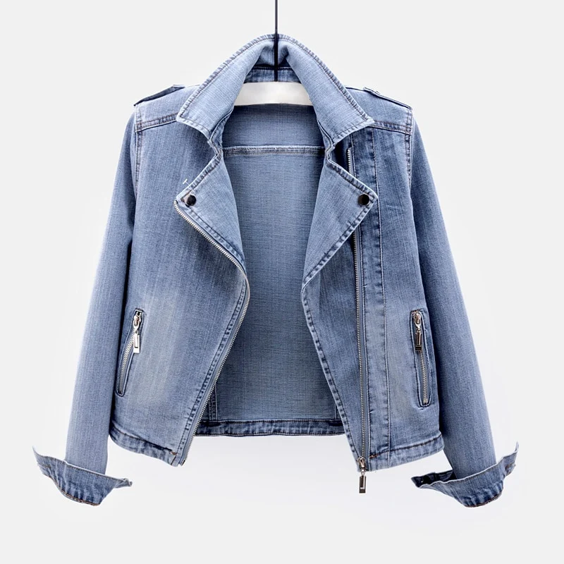 Donna Giacca Jeans Corta Zip | Giacca Denim