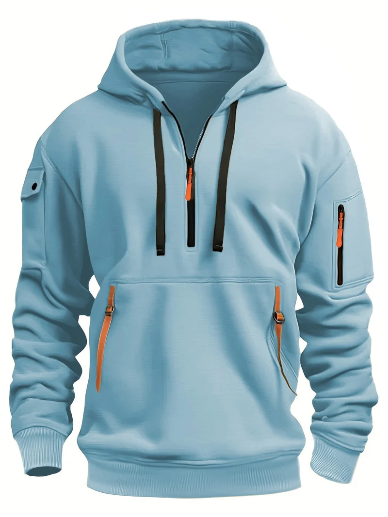 Heren hoodie met rits en capuchon – Casual outdoor sweatshirt