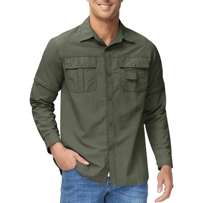 OutdoorHaven Heren Shirt - Ritsbare Mouwen