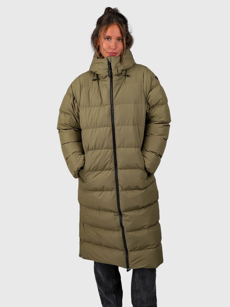 Bigsur Women Long Puffer Jacket | Dusky Green