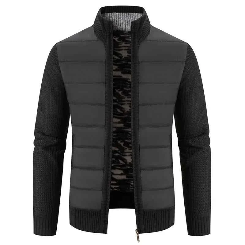 Fleecevest voor heren - Warme gebreide trui met patchwork-look