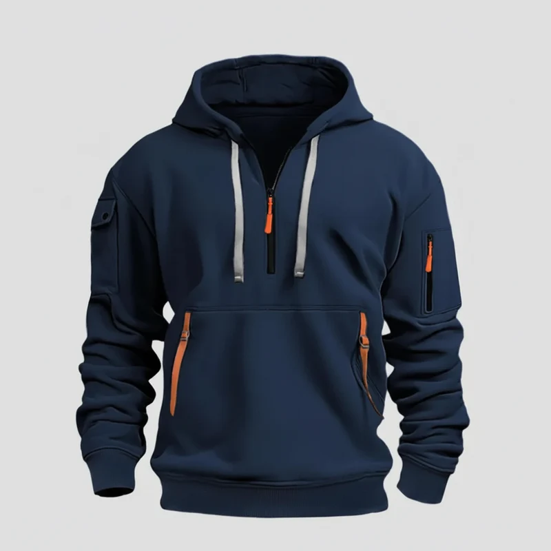 Winddichte jas met capuchon voor heren - Casual patchworkjas met ritssluiting, maten S-4XL