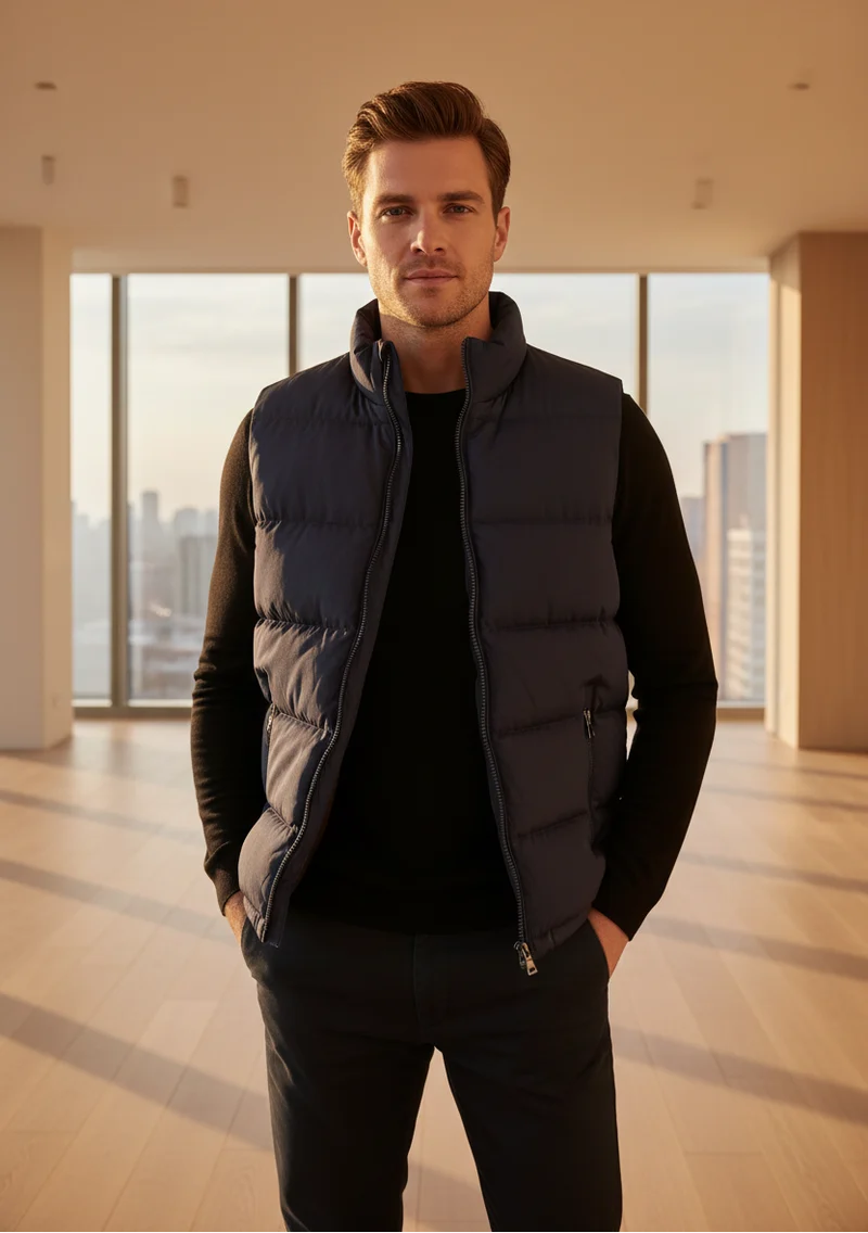 Heren warme mouwloze vestjas winter waterdicht met ritssluiting herfst opstaande kraag casual vest merkkleding
