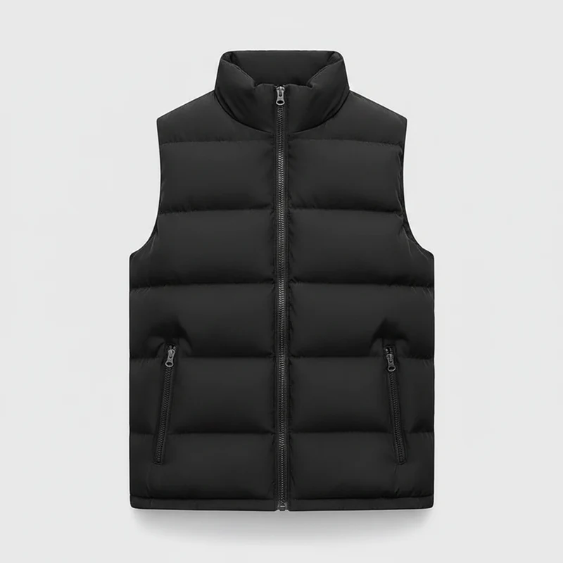 Heren warme mouwloze vestjas winter waterdicht met ritssluiting herfst opstaande kraag casual vest merkkleding