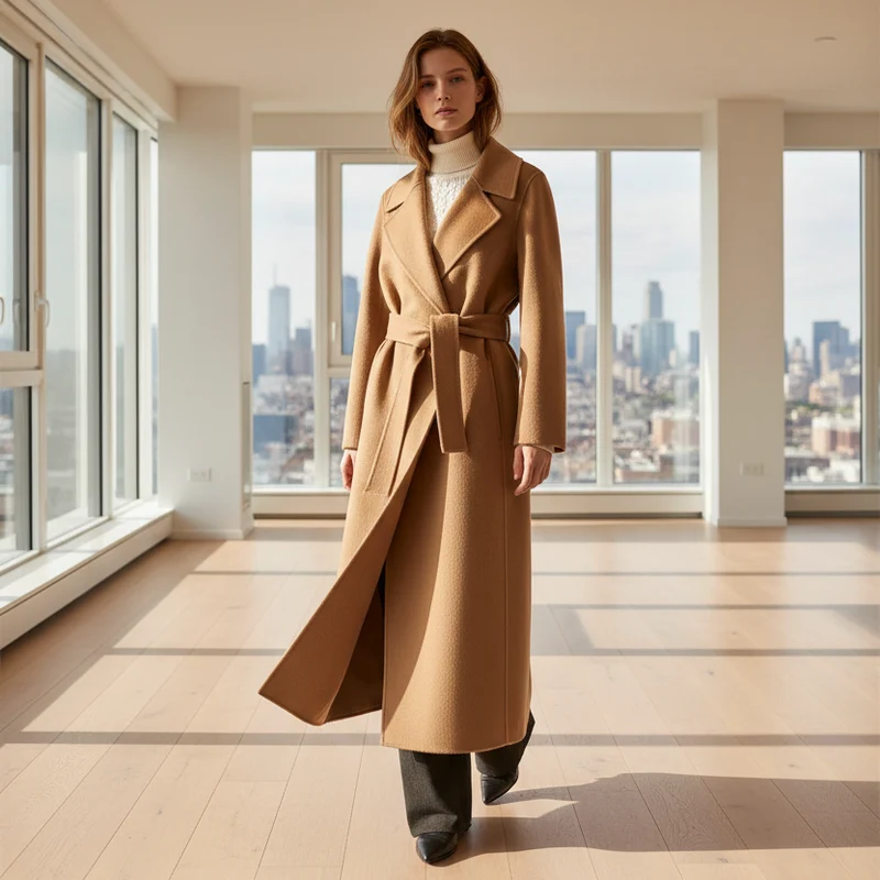 Herfstjas van kasjmier - Elegante wollen veste met ceintuur voor dames