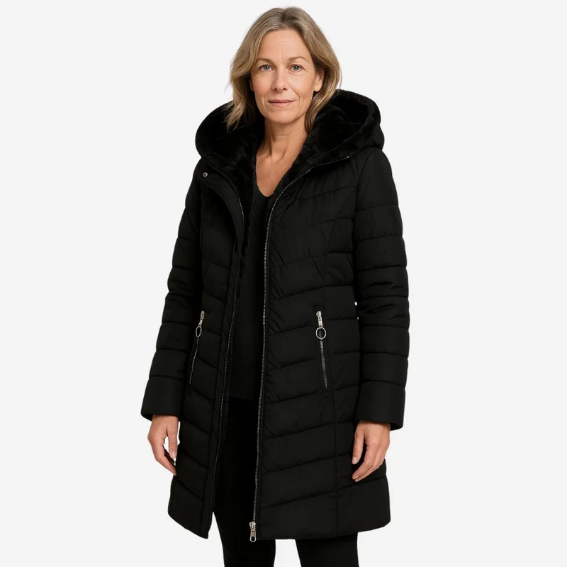 Dames Winterjas – Lange Warme Parka – met Bontvoering