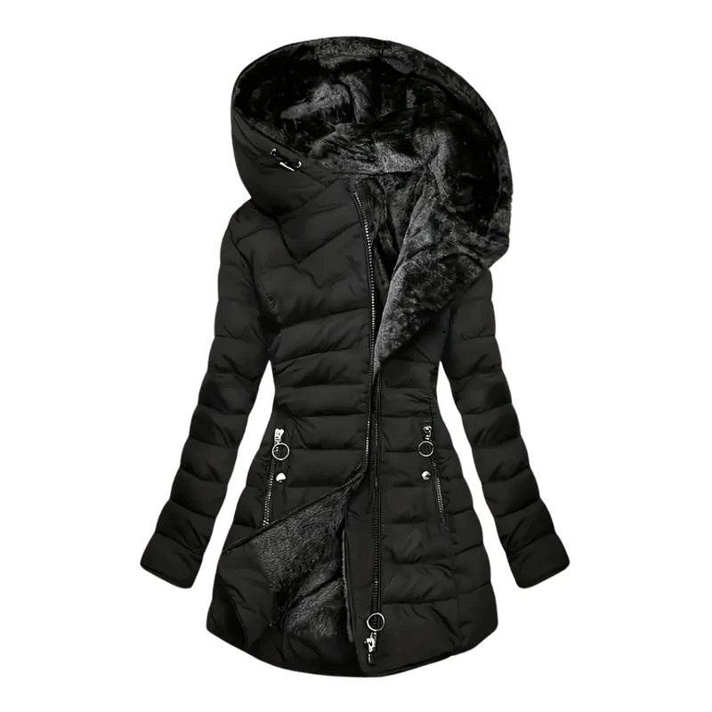 Dames Winterjas – Lange Warme Parka – met Bontvoering