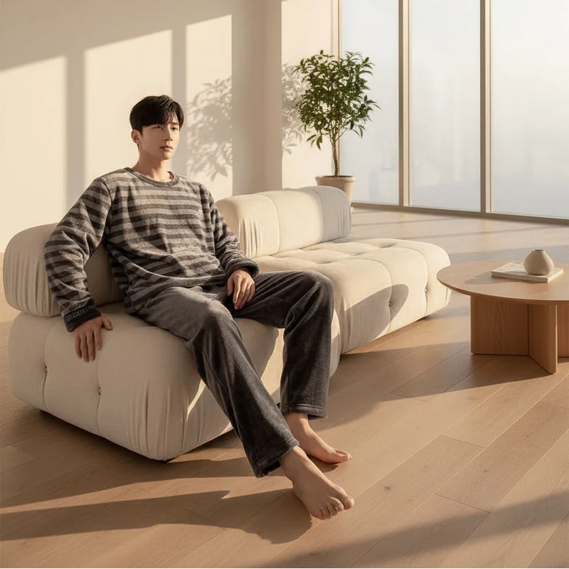Koreaanse flanellen pyjamaset - Comfortabele loungewear voor heren voor ultiem comfort