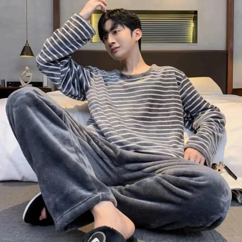 Koreaanse flanellen pyjamaset - Comfortabele loungewear voor heren voor ultiem comfort
