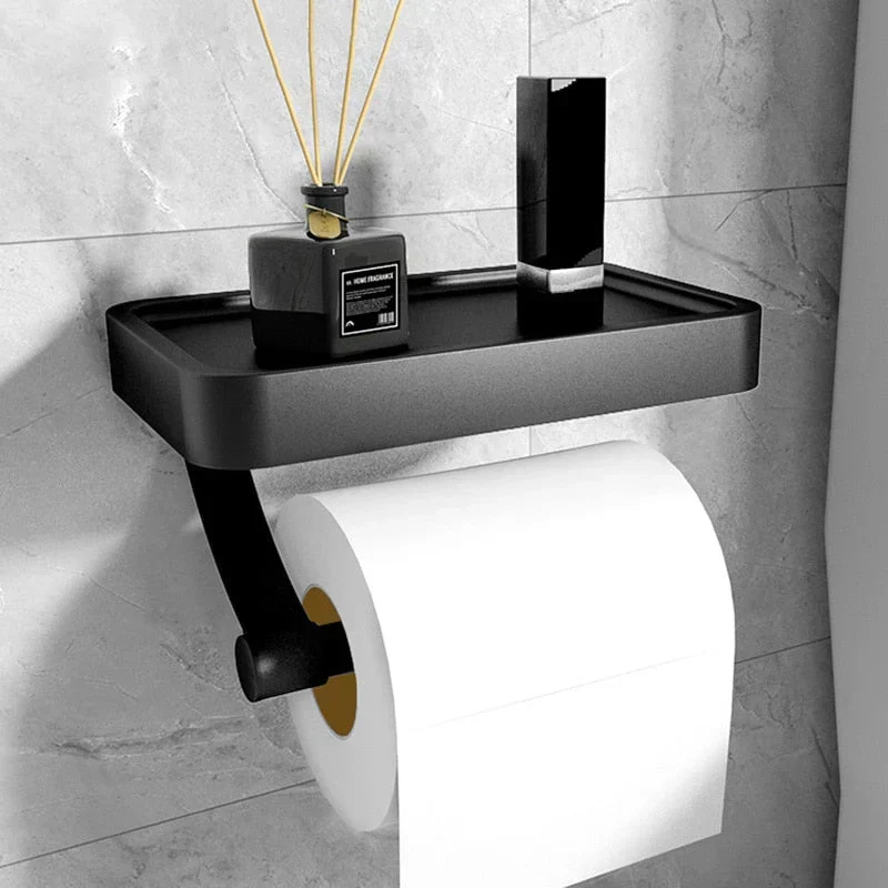 Veltrix Toiletrolhouder – Roestvrijstalen toiletrolhouder met plankje en geborsteld design