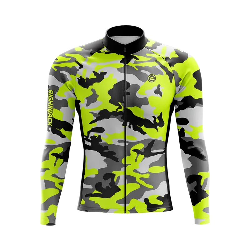 Heren Wielrenshirt Lange Mouwen Camo | Ademend MTB Shirt Winter