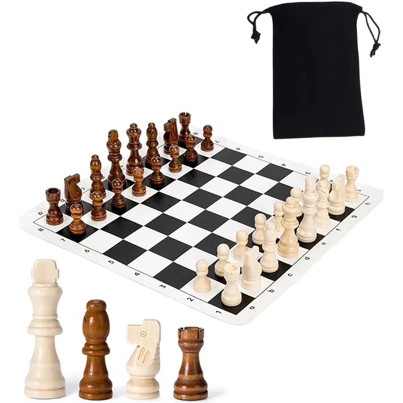 Chessora Complete Houten Schaakset – 32-Delige Set van Hoogwaardig Hout, Klassiek Ontwerp voor Beginners & Gevorderden