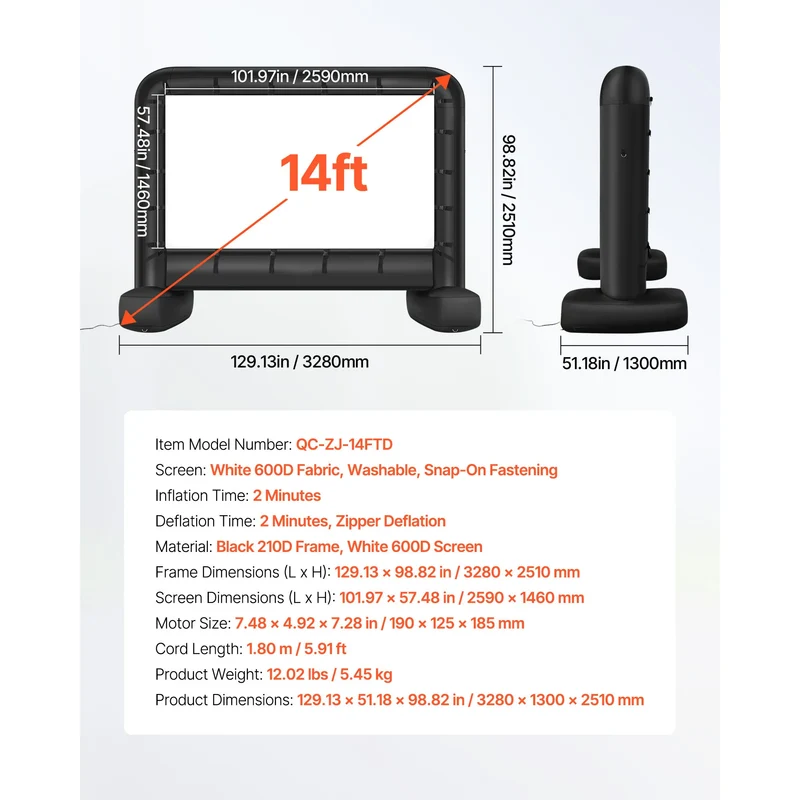 Opblaasbaar Projectiescherm – Outdoor met Blower en 16:9 Scherm