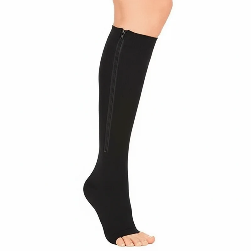 Compressiekousen met Rits – Ademend, Open Teen & Comfortabele Pasvorm