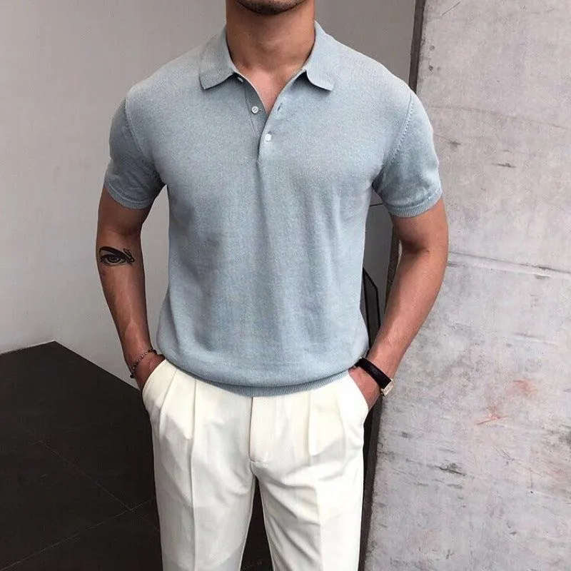 Men's short-sleeve polo shirt Slim fit casual classic style