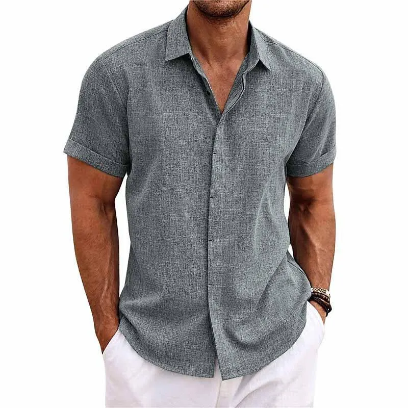 Men's casual shirt with collar Smooth short sleeve