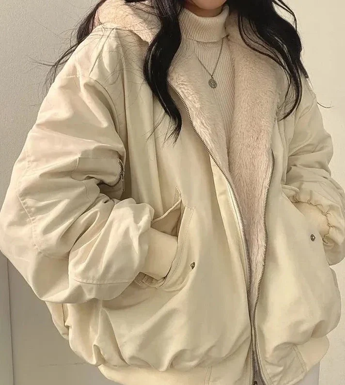 Women's Jacket Loose Fit Reversible Warm Winter Jacket