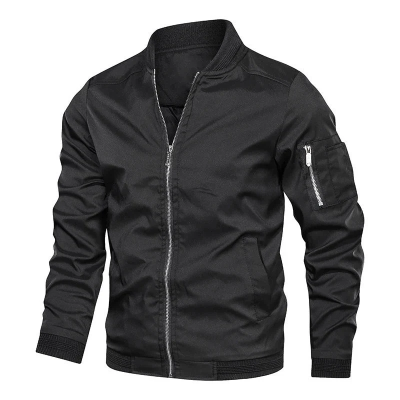 Men's bomber jacket with zipper and ribbed cuffs