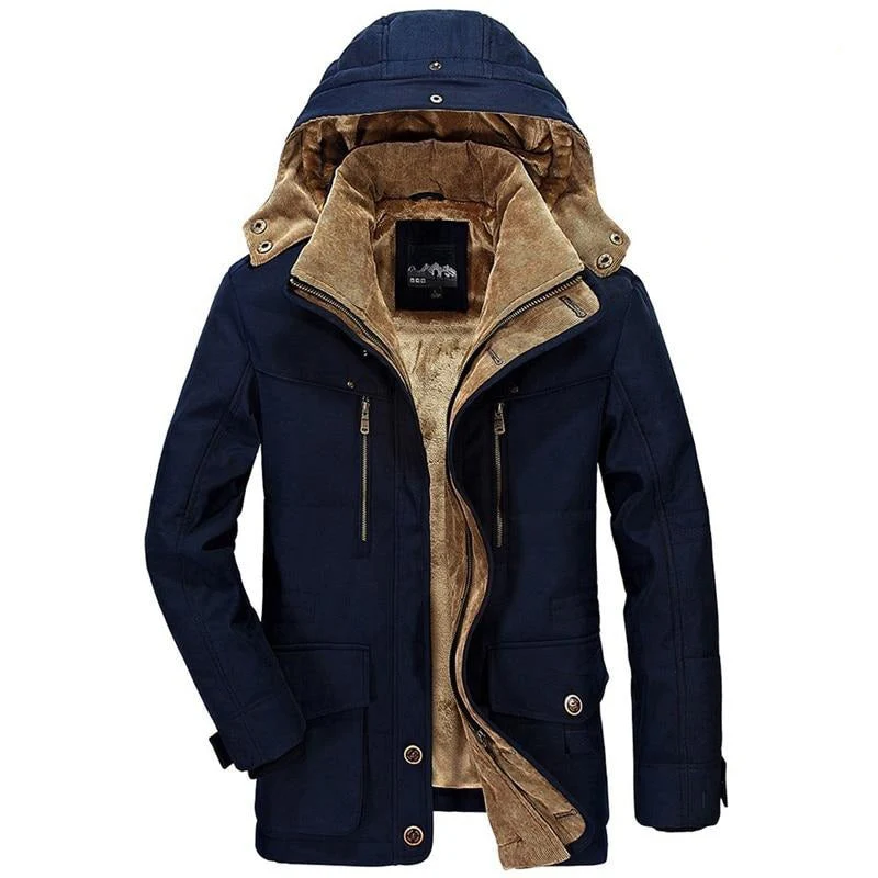 Men's winter jacket Detachable hood and secure pockets