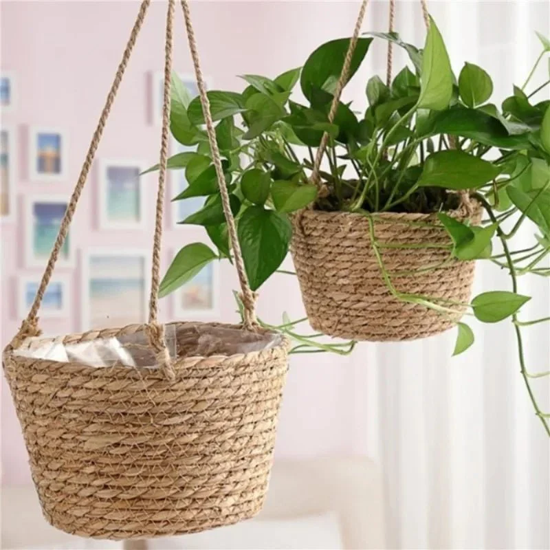 Hangplantenmand – Gevlochten jute plantenhanger met natuurlijke uitstraling en ruimtebesparend ontwerp