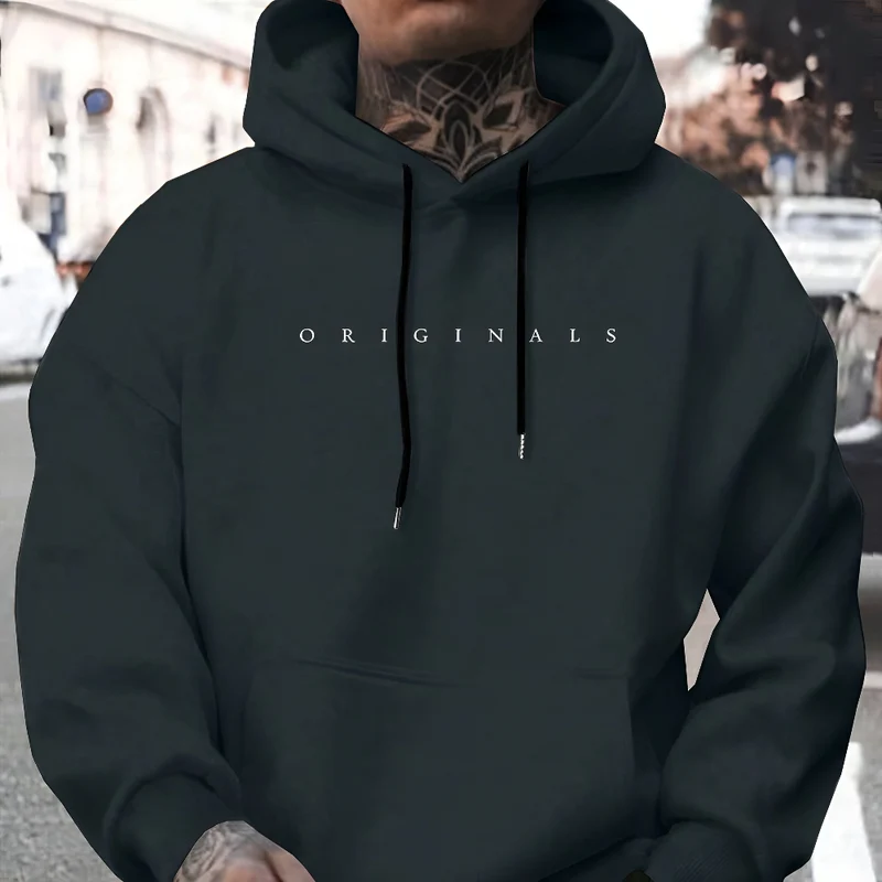 Uomo Felpa Cappuccio Felpa Casual Tasche Manica Lunga
