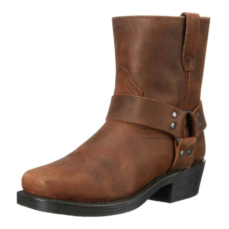 Stivali Uomo Cowboy Stivaletti Western Tacco Basso Casual