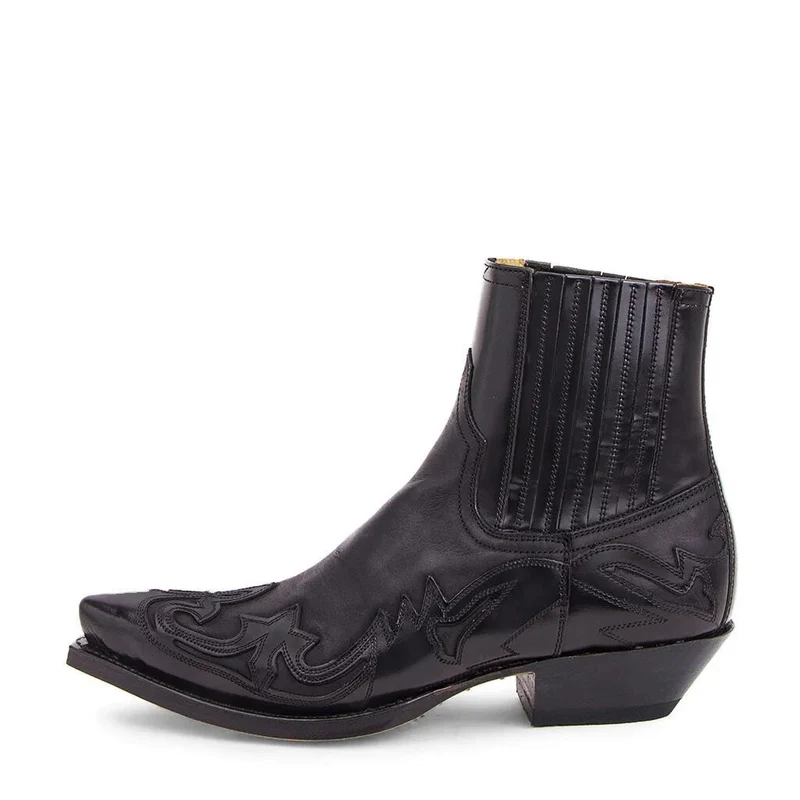 Stivali Uomo Cowboy Stivaletti Western Tacco Basso Eleganti