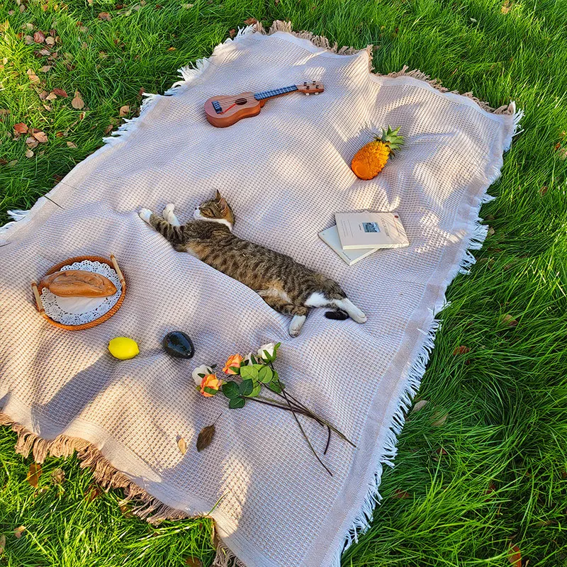 Linnen Picknickkleed – Lichtgewicht Outdoor Kleed voor Picknick en Camping