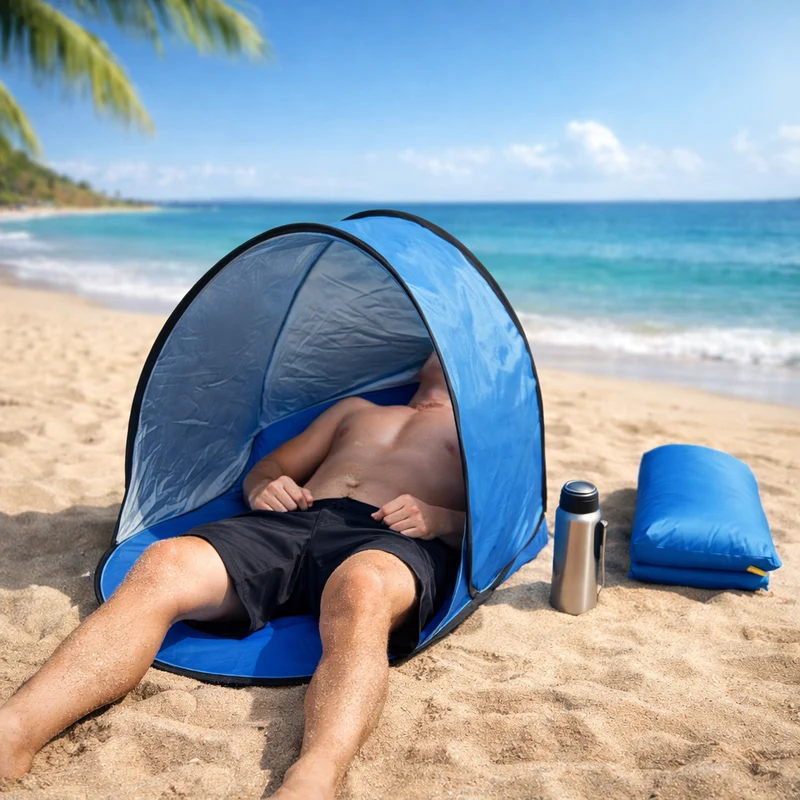 Pop-Up Strandtent UV Bescherming – Opvouwbare Strand Shelter met Draagtas