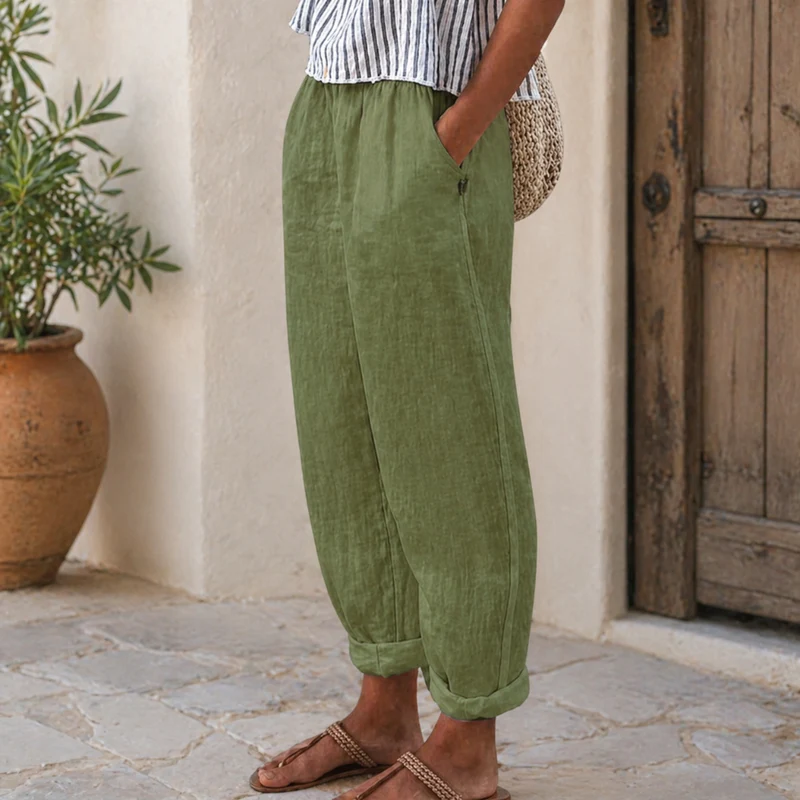 Pantaloni Donna Casual Larga Vestibilità Comoda Quotidiana