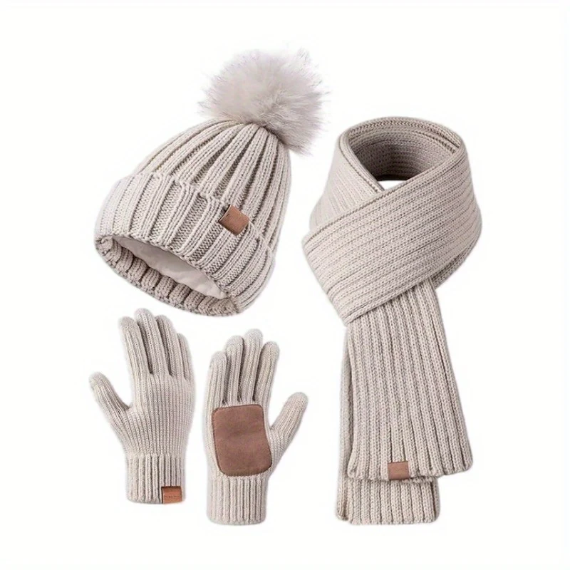Lieke 3-in-1 Winterset – Warme Gebreide Muts, Sjaal en Handschoenen