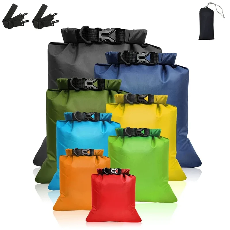 8 Waterdichte Drybags Set – Lichtgewicht, Opvouwbaar & Diverse Maten